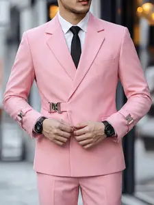 Men's 2-Piece Slim Fit Suits With Long Sleeve Retro Wedding Groom Tuxedo & Multi-Occasion Business & Party Attire & Solid Color Tailored Blazer & Pants Set for Formal& Casual Events