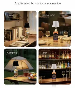 2026 New Wireless Bottle Lamp - LED Bottle Lights for Liquor & Wine Bottles, Cordless Lampshade, Whiskey Bottle Top Light, Bottle Stopper Night Light Kit, Rechargeable 3-Tone Touch-Dimmable usb
