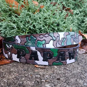 Custom handmade leather belt-camo-belt for the hunter