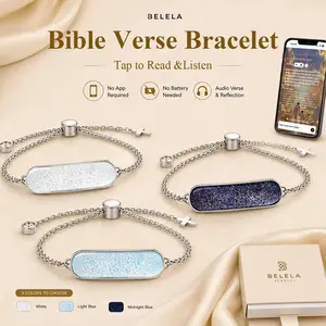 BELELA Women's Daily Bible Verse NFC Bracelet - Tap or Scan for Phone Scripture Access, Christian Mother’s Day Gift, Personalized Customizable Inspirational Costume Jewelry men copper pure