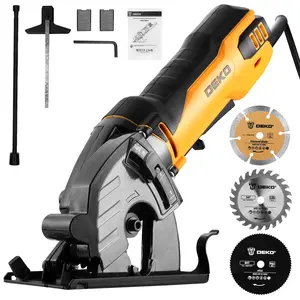 DEKO 5A 600W Mini Circular Saw With 1 Wood, Marble, And Plastic Blade, 5500 RPM No Load Speed, Maximum Cutting Depth 27mm, Multi-Functional Electric Saw For Wood, Soft Metal, Plastic, And Tile