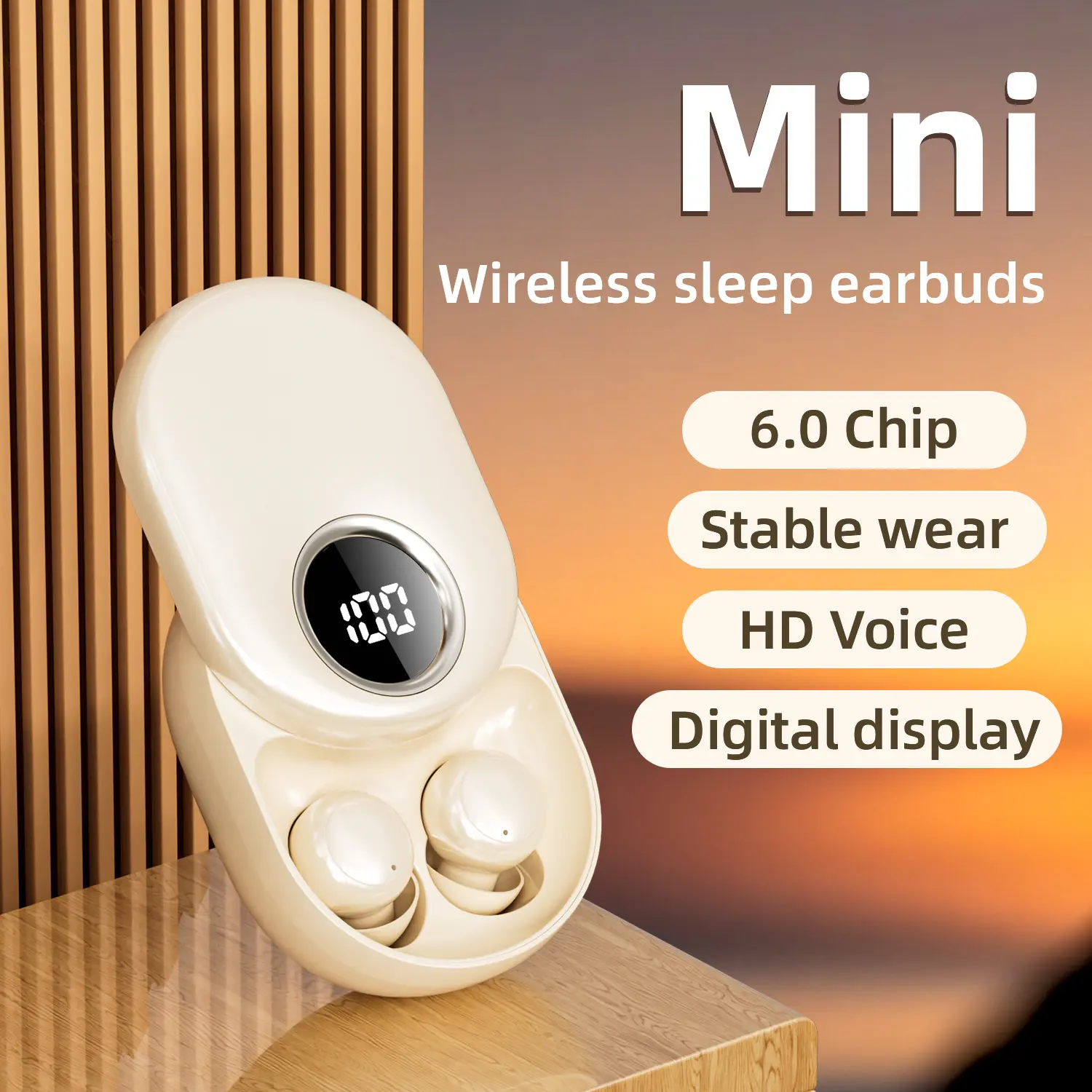 Mini Wireless Sleep Earphones - In Ear, 6.0 Bluetooth Chip, 360-Degree Rotatable Fidget Case, Built-In Cells, Stable Wear, HD Voice, Digital Display, High-Performance IEMs, Invisible Design, Stereo Sound, Comfortable Listening Audios, Wireless Earphones