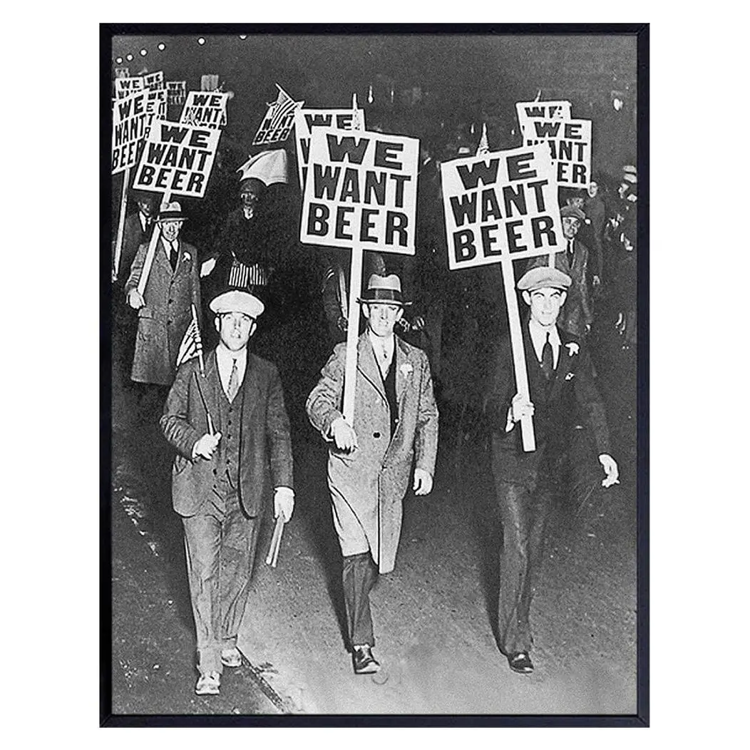 Vintage Prohibition Beer Poster - Artistic, Creative Design Print, Funny Quote Retro Graphic Print, Large Unframed Aesthetic Wall Decor for Home, Bar, Wardrobe
