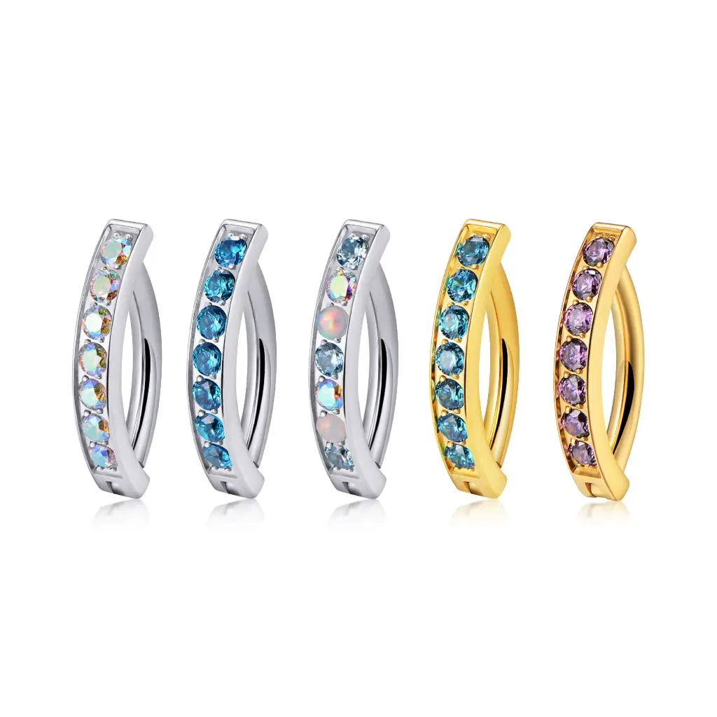 Titanium Gem Hinged Ring for Belly Button Piercings | 14g