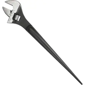 12-Inch Adjustable Construction Spud Wrench, Black Oxide Finish, CR-V Steel, SAE and Metric Scale Marked, Alignment Holes and Tail Crowbar Features