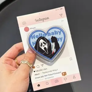 Hello Baby Scary Face, Horror Phone Holder, Spooky Gift for Horror Lovers, Ghostface Accessory, Funny Halloween Phone Grip