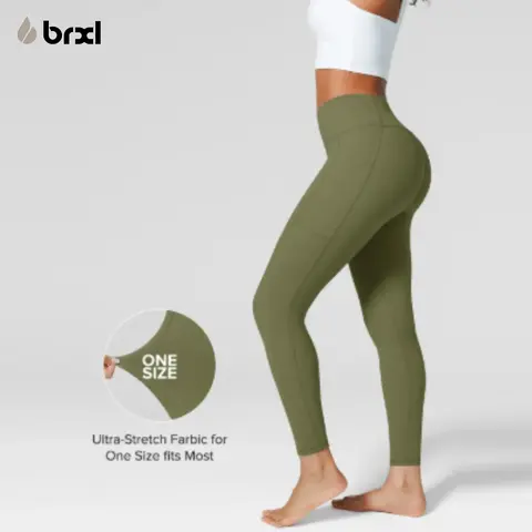BRXL High-Waisted Yoga Pants - Opaque, Tummy Control, Moisture-Wicking, Anti-Exposure, Comfortable Close-Fit Sports Leggings for Yoga, Gym, Size S