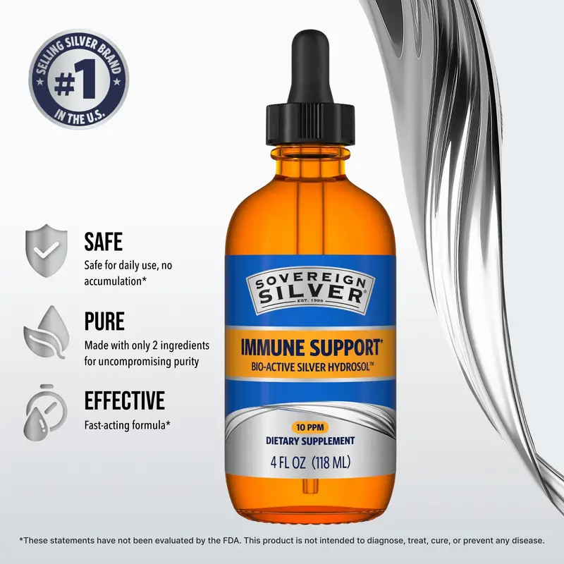 Sovereign Silver Immune Support Drops – Bio-Active Silver Hydrosol Liquid Supplement