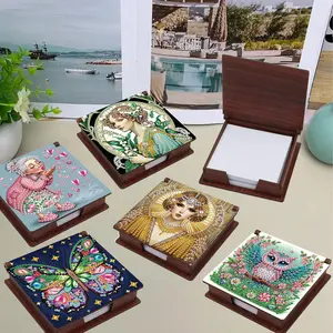 DIY Diamond Art Painting Kit, Humans and Animals Patterns Sticky Note Box with 160 Sticky Note, Ideal for Home Office Supplies, Handicrafts