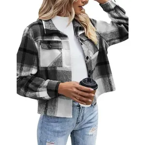 Women's Vintage Flannel Plaid Jacket Loose Fit Button Closure Casual Shirt Coat for Spring Autumn Winter Soft Thick Wear Resistant Warmth