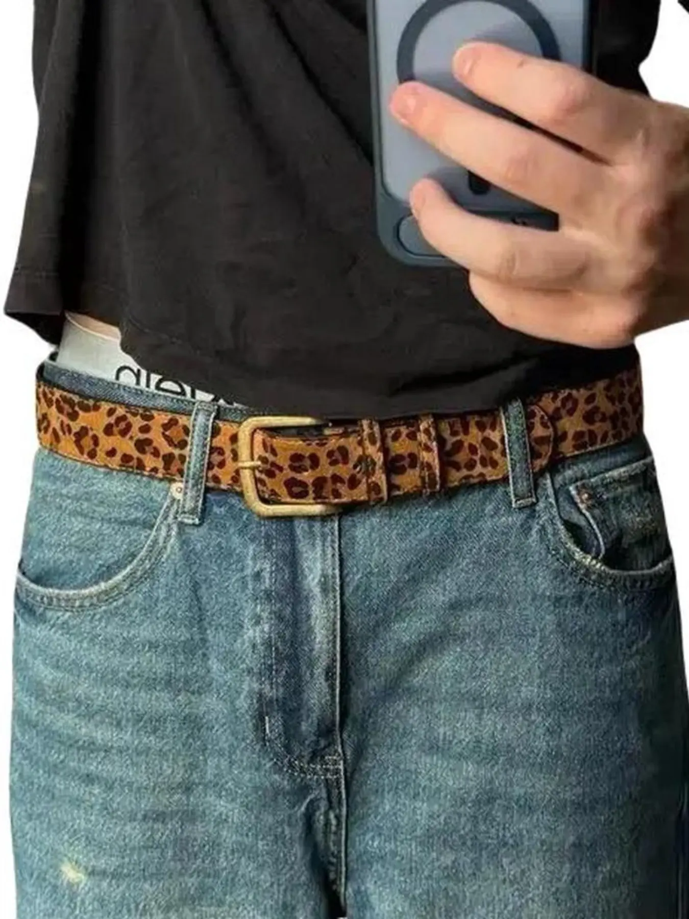 Unisex Leopard Print PU Belt, Elegant All-Season Accessory, Perfect for Summer, Fall, Halloween, Daily Wear, Ideal Gift Choice
