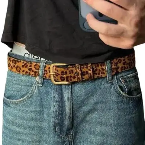 Unisex Leopard Print PU Belt, Fashion Belts, Versatile All-Season Fashion Accessory, Great Gift for Halloween & Daily Wear