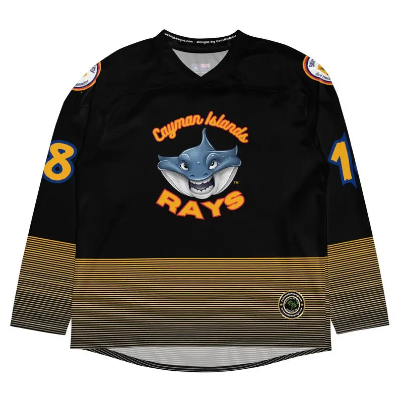 Cayman Islands Hockey Jersey,  Personalized Caribbean Ice Hockey Shirt, Custom Name Number Unisex Long Sleeve Fan Jersey S-5XL