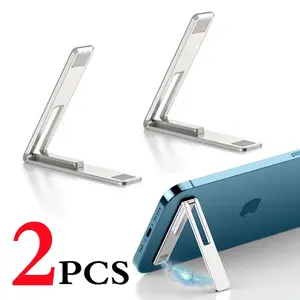 Ultra-Thin Cell Phone Holder 2PCS Adjustable Mini Alloy Phone Kickstand Portable Foldable Phone Stand Adjustable Angle for Mobile Phone Tablet Universal Model