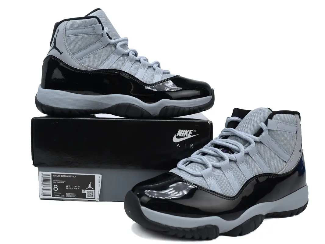 Contrast Black & Wolf Grey High‑Cut Athletic Shoes, Premium Patent‑Leather & Shock‑Absorbing Mesh Comfort Trainers
