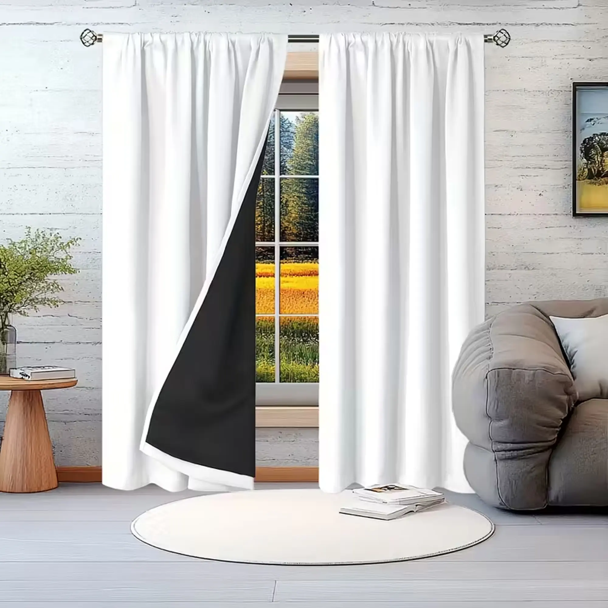 1pc Piece Full Blackout, Rod Pocket Design, Privacy Protection, Energy Saving, Easy Installation, Modern Bedroom Decor, Durable, Easy Install Curtain