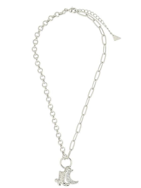 Kelsea CZ Boot & Moon Pendant Charm Necklace