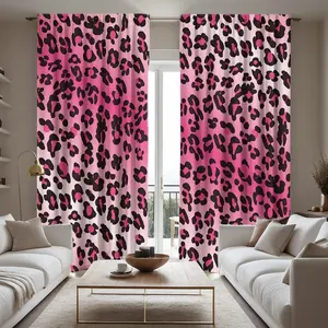 2pc romantic pink leopard print curtains are the perfect gift for friends, suitable for home décor in dormitories, bedrooms, living rooms, kitchens, dining rooms, studies, cafes, hotels, apartments, and other locations