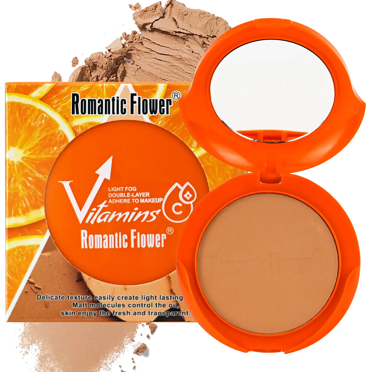 3 Shades Vitamins C Pressed, Matte Contour Long-Lasting Full Coverage Waterproof Face Makeup Matte Makeup Finish Nature Compact Powder Beauty Powder Cake For Dark Skin