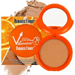 3 Shades Vitamins C Pressed, Matte Contour Long-Lasting Full Coverage Waterproof Face Makeup Nature Compact Powder Beauty Powder Cake For Dark Skin