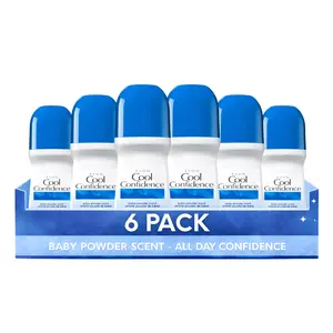 Cool Confidence Baby Powder Roll-On Anti-Perspirant Deodorant for Women Pack of 6 (2.6 fl oz / 75ml Each) | 24-Hour Odor Protection | Powdery Floral
