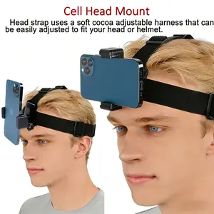 Angle Adjustable Head Strap Phone Mount, Flexible Phone Holder, Video Recording & First Person Perspective Phone Head Band For Most Smartphones, Phone Accessories