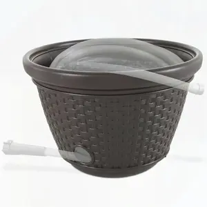 WF-2025Hot Selling Decorative Wicker Garden Hose Holder Pot with 4 Drain Holes for 100 Foot Hoses