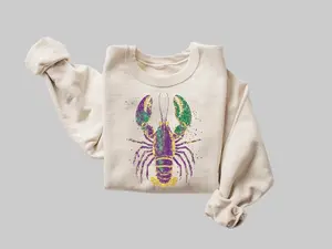 Louisiana Crawfish Sweatshirt, Mardi Gras Crawfish Sweatshirt, Mardi Gras Shirt, Mardi Gras Alligator Sweater, Louisiana Shirt