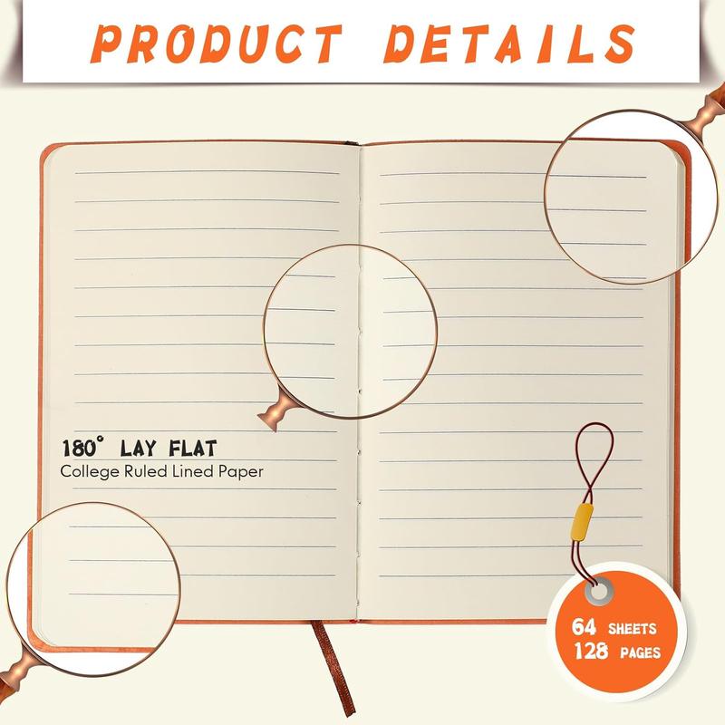 48 count A6 PU Leather Journals Notebook Bulk Lined Journal Soft PU Leather Cover Ruled Writing Notebook for  Writing School Office Business 128 Pages 5.7 x 3.7 Inch(Pastel Color)