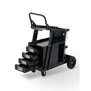 Welding Cart with 4 Drawers, 270 LB Capacity, Heavy Duty Welder Cart with Tank Storage for MIG/TIG Welder & Plasma Cutter, Easy Assembly for Garage & Workshop,Black