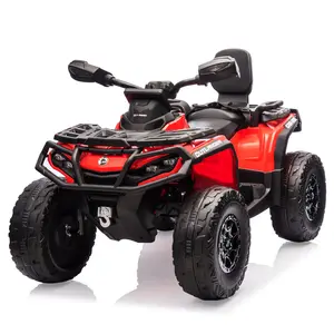 24V Licensed Can-Am 2-Seater Electric ATV, 4-Wheeler Kids Ride On Car with Bluetooth, LED Lights, Leather Seats, 5 Mph Max Speed, Electric Off-Road Toy for Boys and Girls