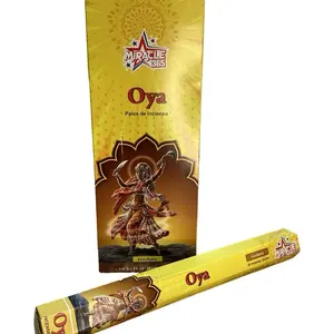 Miracle 365 Oya Incense Gardenia 20 Per Pack Palos de Incenso Yellow Packaging with Artwork Design Scented Perfume Floral Light Scent Aroma Room