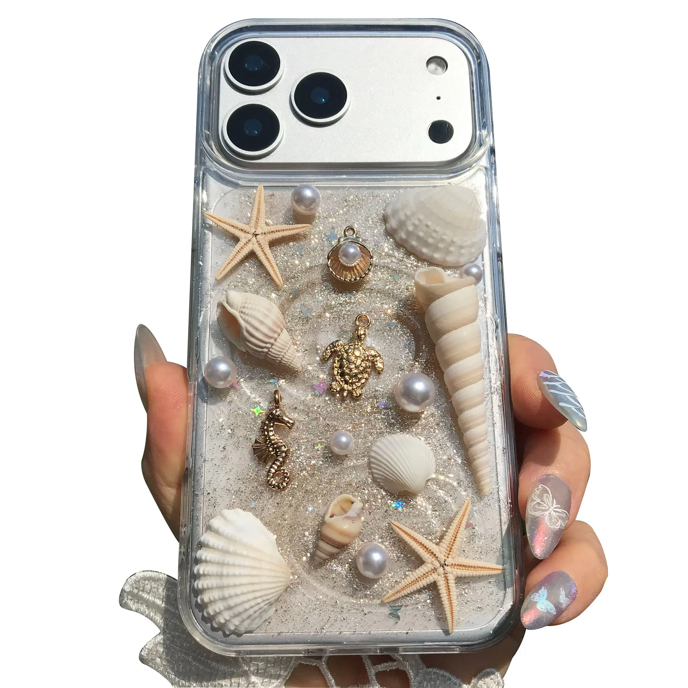Handmade Phone Case Beach Sea Wave Natural Shell Starfish Conch Decor for  iPhone 17 Pro Max 16 Plus 15 Pro 14 13 12 11 Pro Max Soft Fashion Cover -  TikTok Shop