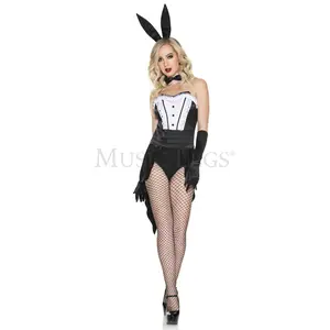 Music Legs 71026-XS Ladies Tuxedo Madame Bunny Teddy Costume Set, Black & White - Extra Small - 4 Piece