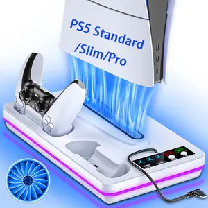 Cooling Stand for PS5 Standard/Slim/Pro with Dual Controller Charging Base,PS5 Cooling Station,PS5 Accessories
