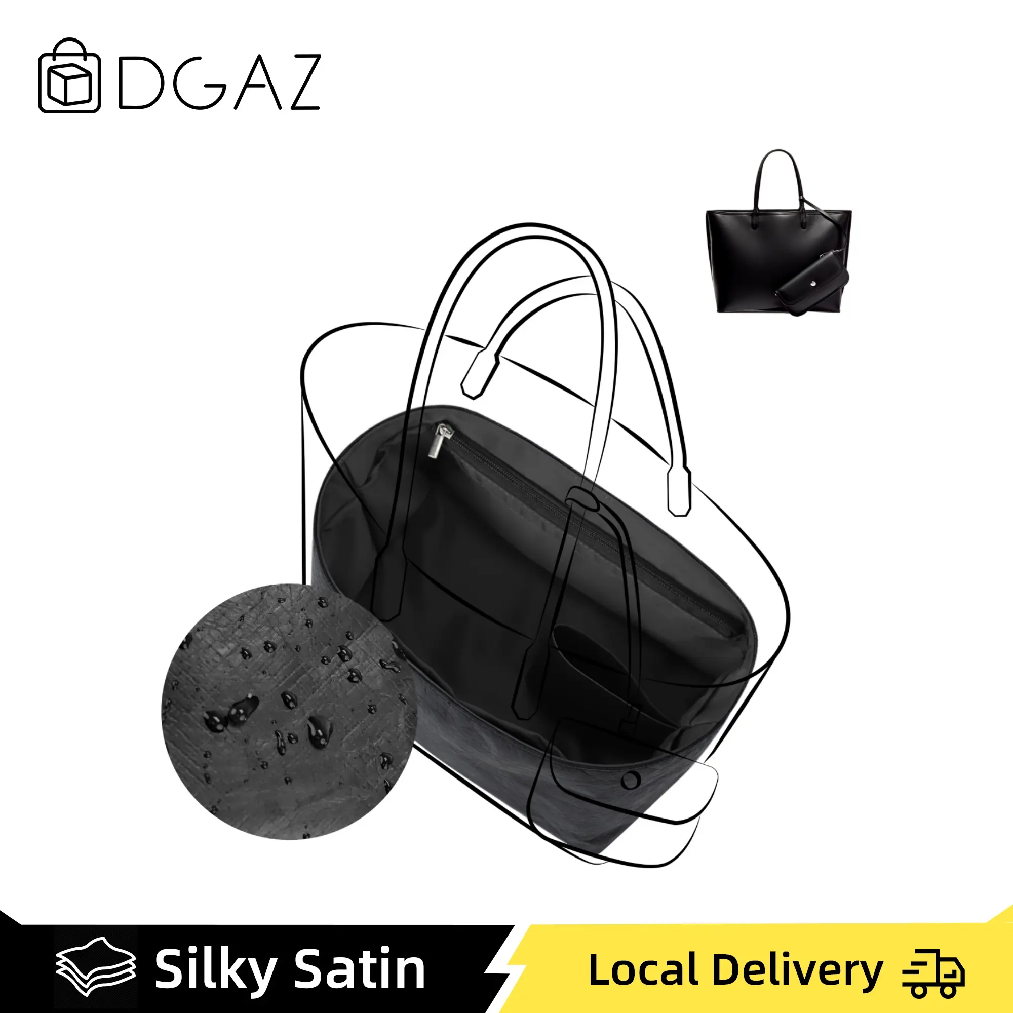 Bag Organizer Insert for Tote Handbags, Multi-Pocket Purse Organizer, Lightweight Silk Bag Shaper & Storage Insert, Compatible with Goyard Anjou PM/GM/MINI
