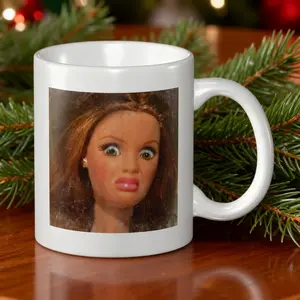 Funny Disgusted Barbie Face Mug 11oz Ceramic Coffee Cup Dishwasher & Microwave Safe Hilarious Gift for Mom Dad Coworker or Friend Tumbler
