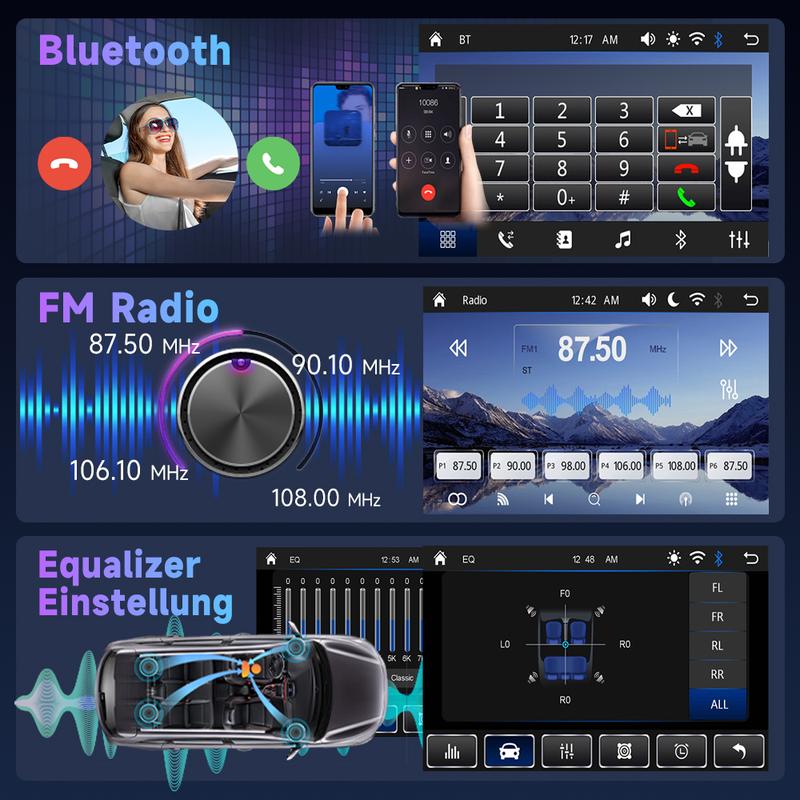 7'' Car Stereo Single Din Wireless Carplay HD Touch Screen Android Auto, Car Radio with Bluetooth YouTube Video Playback Mirror Link FM/EQ USB/AUX/TF/SWC/MIC Car Audio Receiver Backup Camera, car stuff