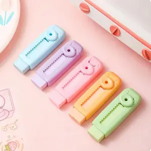 Random Color Mini Cute Eraser, 3 Counts Portable Retractable Eraser, Clean Eraser, Writing & Correction Tool for Home School Office