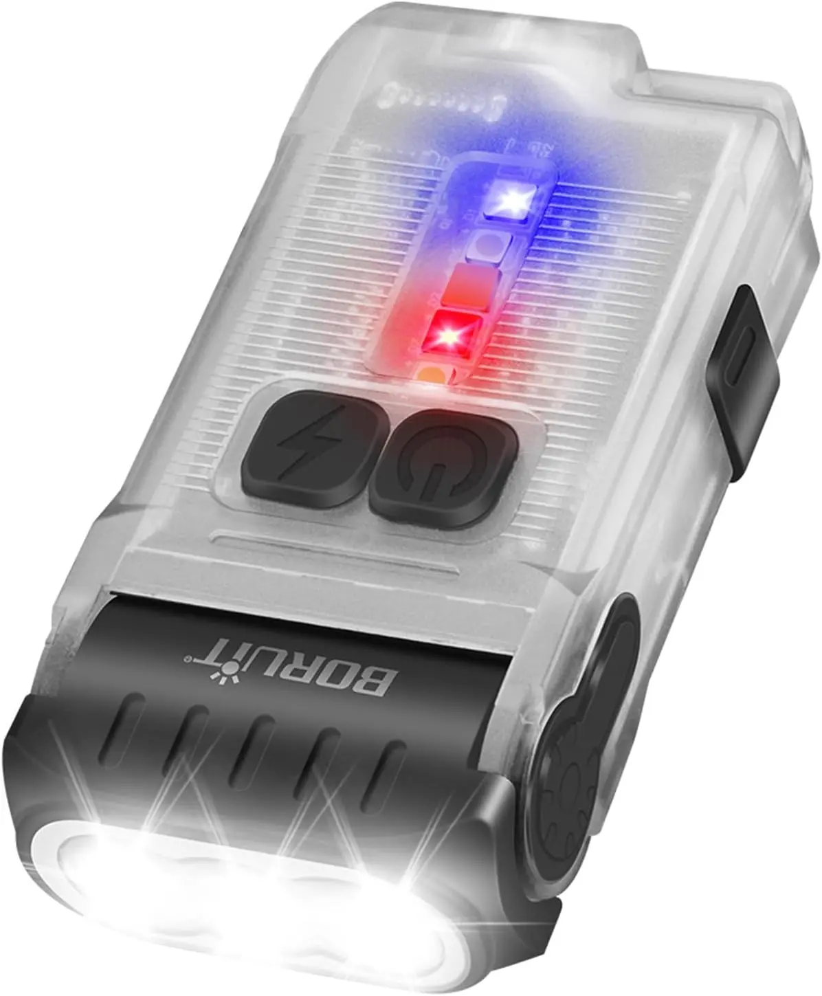 V15 Mini Pocket Keychain EDC Flashlight - High-Power Standard Torches, 80° Swivel Head, Clip Magnet, Warm/Red/Blue COB Light, USB Rechargeable, IP67 Waterproof LED Flashlight