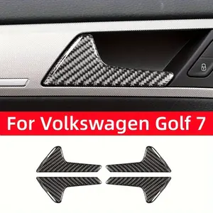 4 Piece Carbon Fiber Door Handle Covers for Volkswagen Golf 7 Gti 2013-2019, Durable Resin Car Protection Accessories, Car Interior Kit