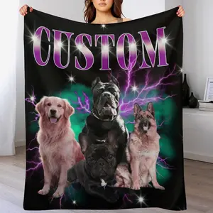 Custom Photo Blanket for Dog,Personalized Dog Blanket with Name,Custom Pet Photo Blanket,Personalized Dog Lover Gift,Gift for Pet Throw