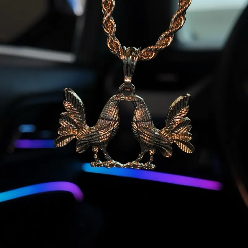 Men's Rooster Necklace featuring a Gold Plated Standout Pendant on a 24-Inch Durable Rope Chain for Everyday Wear, Rope Chains, Everyday Durable