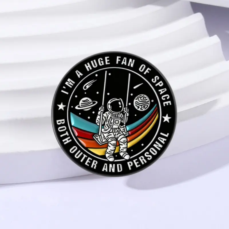 I'm A Huge Fan Of Space Both Outer And Personal Brooch Enamel Pins Introvert Sci-Fi Astronaut Brooches Unique Design Decorative Alloy Brooch Pin Collectible Pins Backpack Clothes Lapel Badge Jewelry Gift for Space Science Lovers Space Theme Accessory