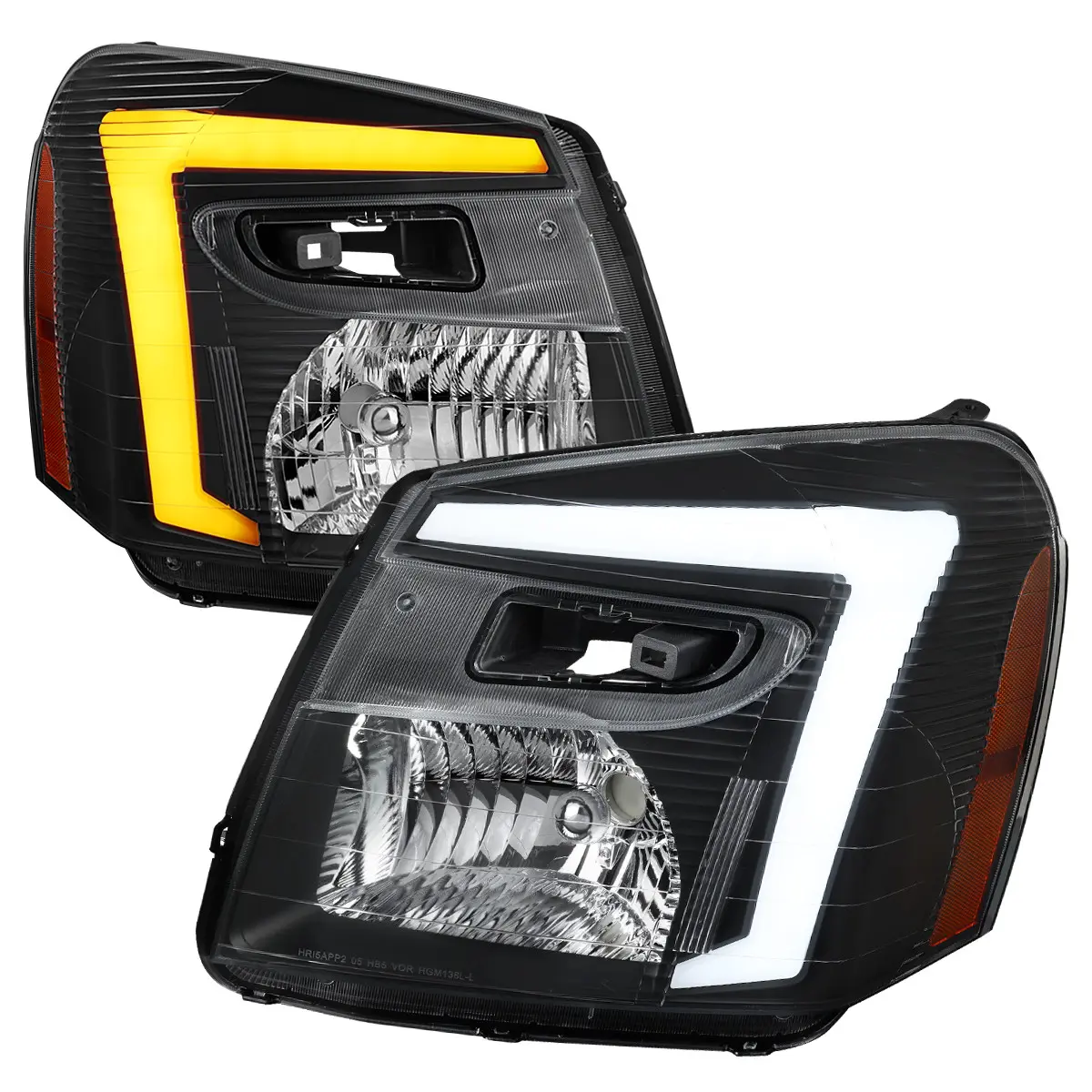 2005-2009 Chevy Equinox Factory Style Headlights with Sequential Switchback LED Bar Turn Signal (Matte Black Housing / Clear Lens)
