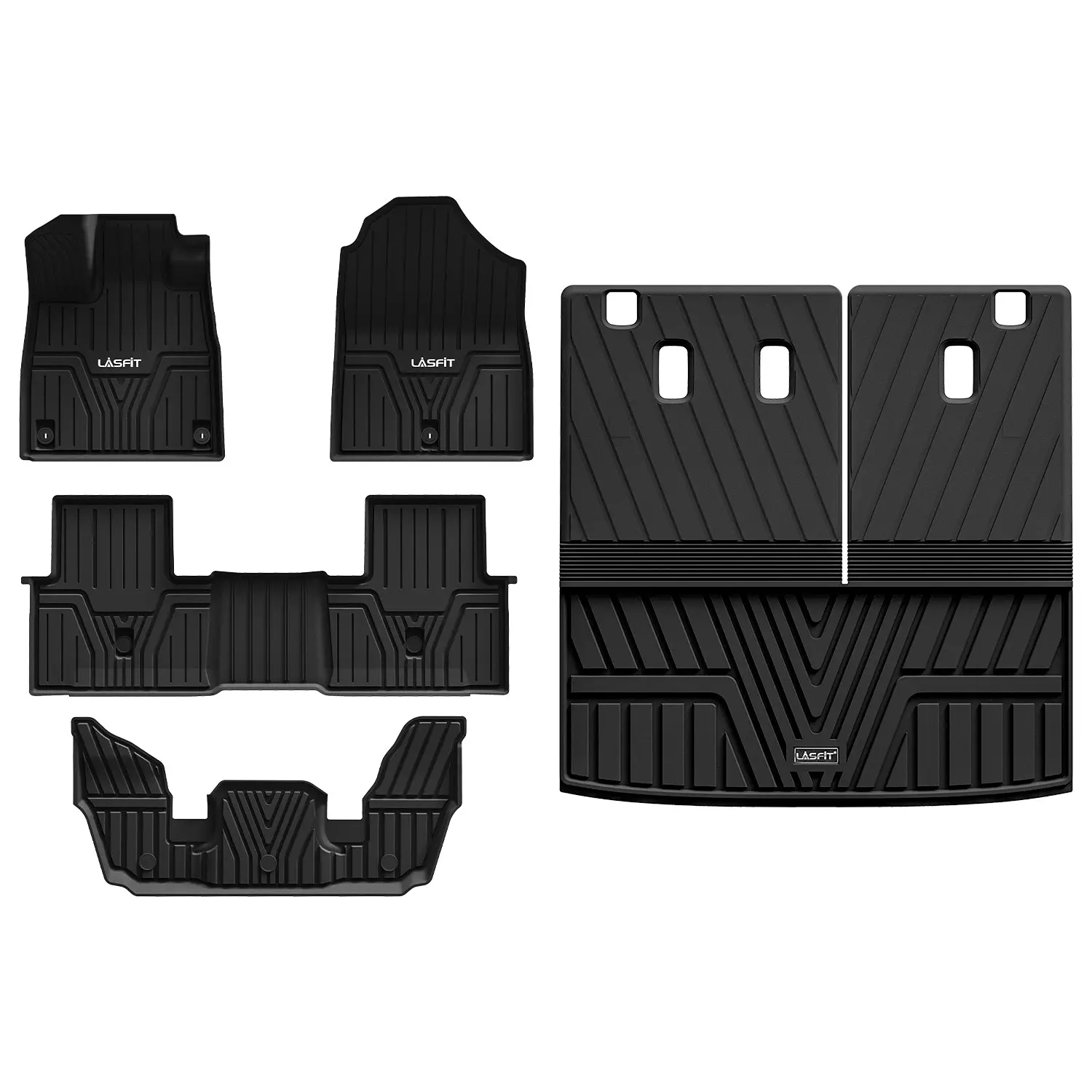 Lasfit 13-167℉ TPE Automotive Interior Accessory Kit for 2023-2026 Honda Pilot, Spill-Contain Ribs Custom Set (Floor, Seatback & Cargo Components)