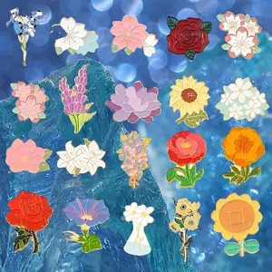 20 pcs cartoon flower pins various floral and plant styles, alloy badge accessories, suitable for clothes, hats, backpacks, daily wear, friends' jewelry gifts, seasonal decoration pins, jewelry gift pins