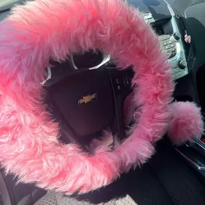 Cute Furry Steering Wheel Cover Set - Compatible with Various Models, Soft