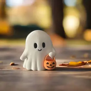BougeRV Cute Anime-Style Holding Pumpkin Statue - Resin Indoor/Outdoor Halloween Decor, Autumn Home Decor for Living Room, Bedroom, No Electricity Needed, Seasonal Decoration | Cheerful Decoration | Durable Craft Item