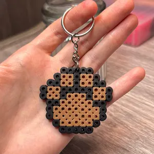 Perler Bead Paw Print Keychain - Perfect for Dogs and Cats Lovers